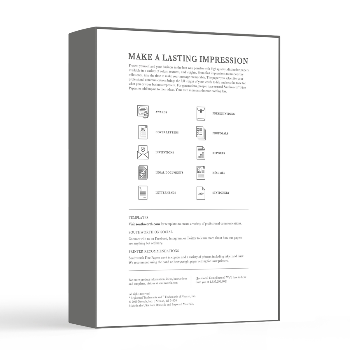 slide 3 of 5, Southworth 25% Cotton Linen Business Paper, 55% Recycled, Ivory, 100 ct