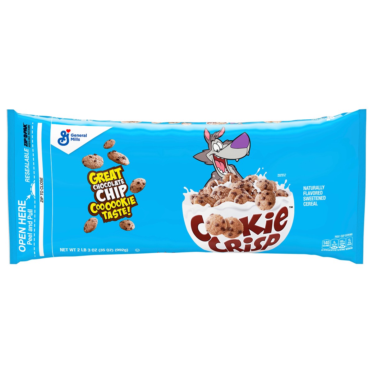 slide 1 of 1, Cookie Crisp Breakfast Cereal, Chocolate Chip Cookie, 35 oz, 35 oz