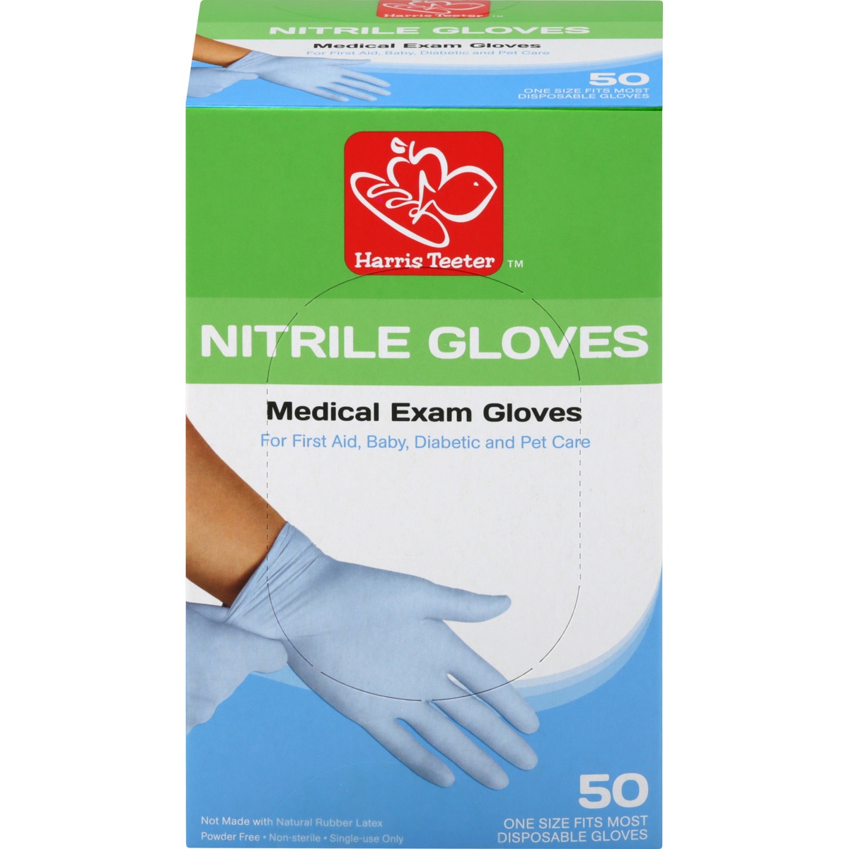 slide 1 of 2, Harris Teeter Nitrile Disposbl Exam Glove, 50 ct