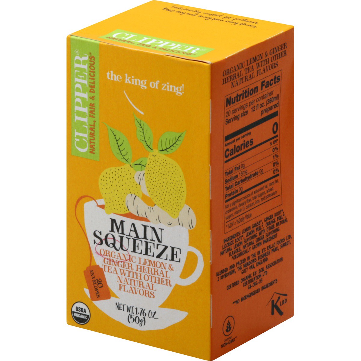 slide 4 of 9, Clipper Tea Lemon & Ginger Herbal Tea Envelopes - 20 ct, 20 ct