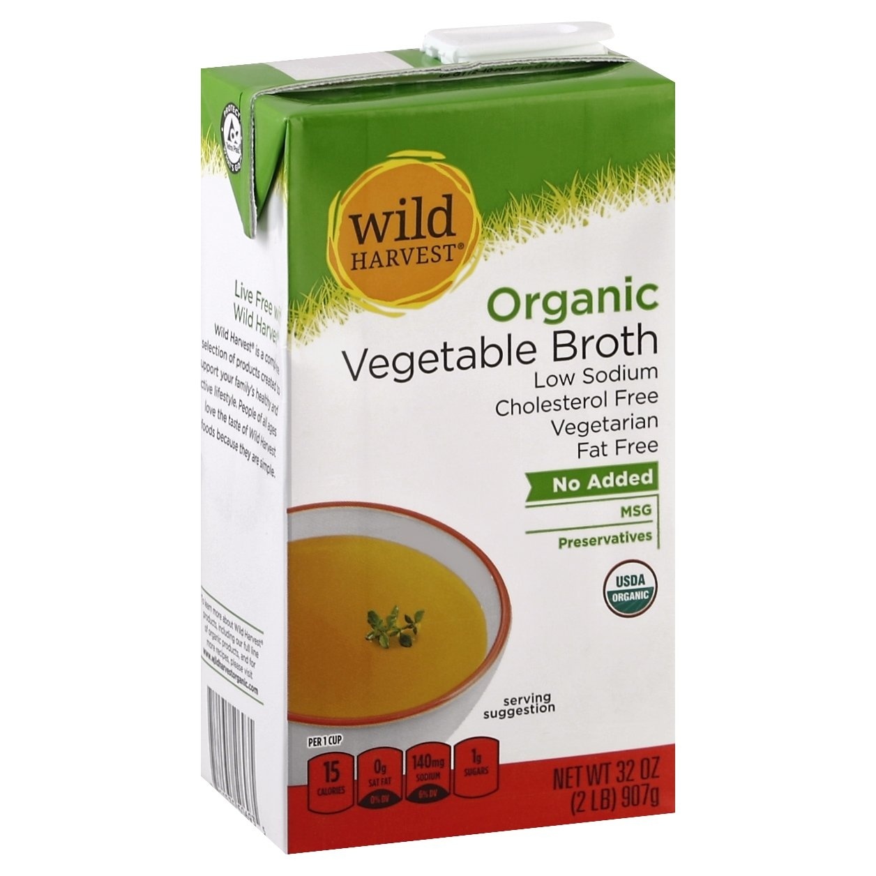 slide 1 of 1, Wild Harvest Organic Low Sodium Vegetable Broth, 32 oz