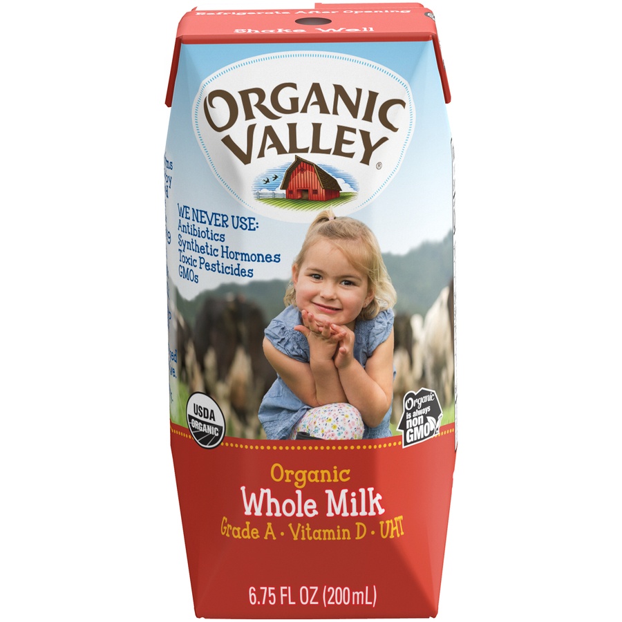 slide 1 of 6, Organic Valley Organic Whole Milk 6.75 Fl. Oz. Carton, 6.75 fl oz