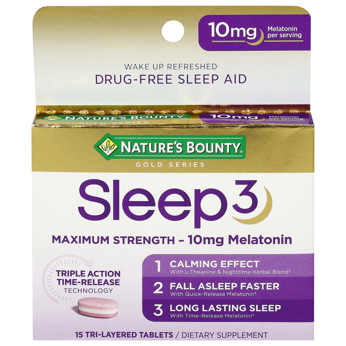 slide 9 of 15, Nature's Bounty Maximum Strength Sleep 3 15 Tablets, 1 ct