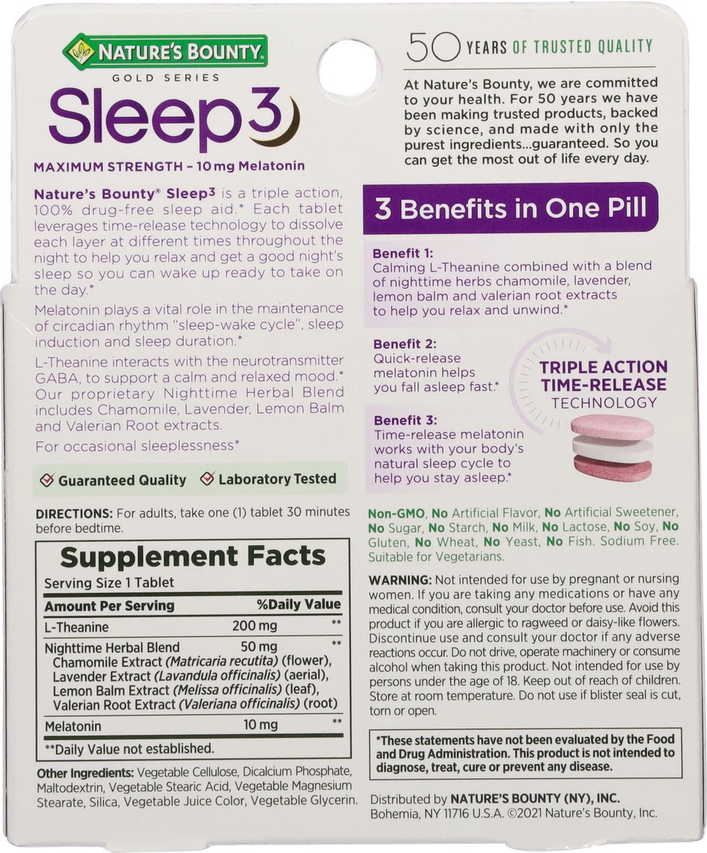 slide 5 of 15, Nature's Bounty Maximum Strength Sleep 3 15 Tablets, 1 ct