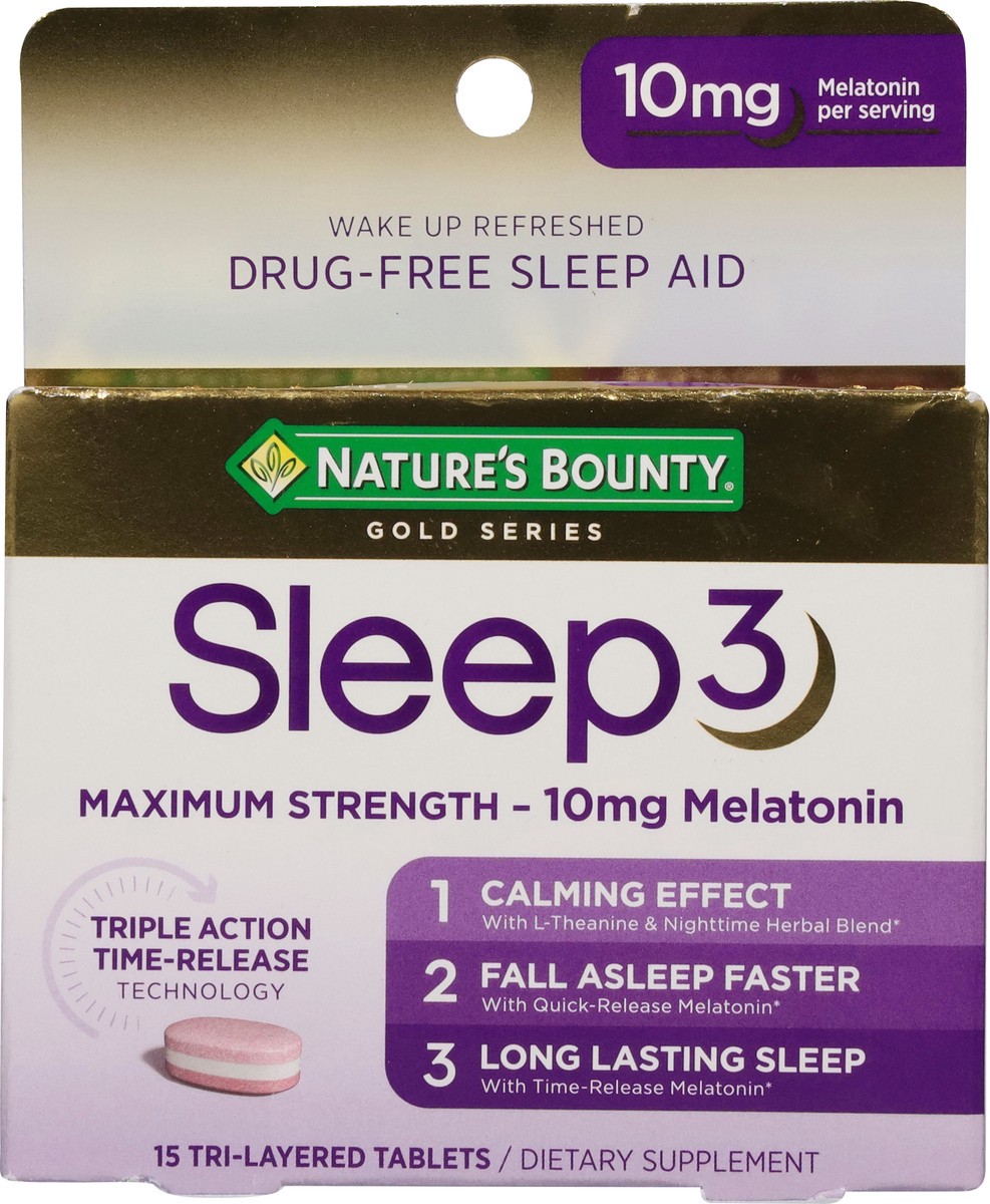 slide 7 of 15, Nature's Bounty Maximum Strength Sleep 3 15 Tablets, 1 ct