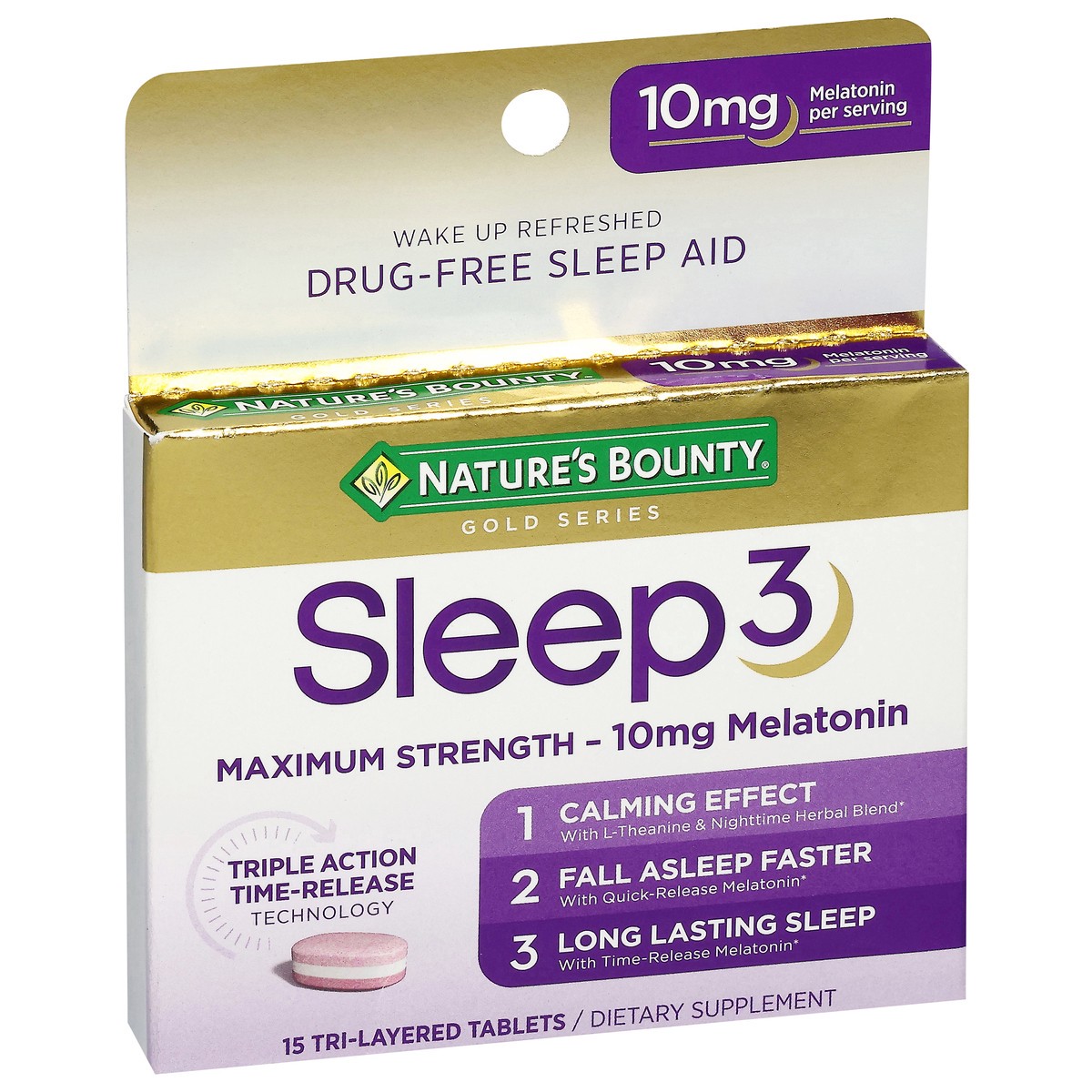 slide 15 of 15, Nature's Bounty Maximum Strength Sleep 3 15 Tablets, 1 ct