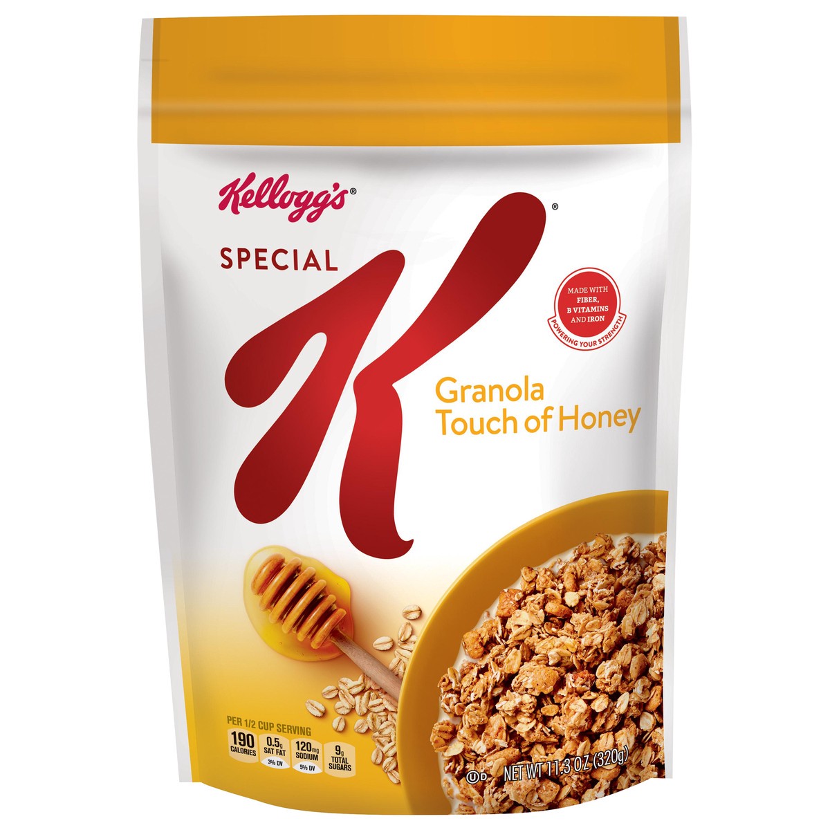 slide 1 of 5, Special K Granola Cereal, Fiber, Whole Grain Cereal, Touch of Honey, 11.3oz Bag, 1 Bag, 11.3 oz