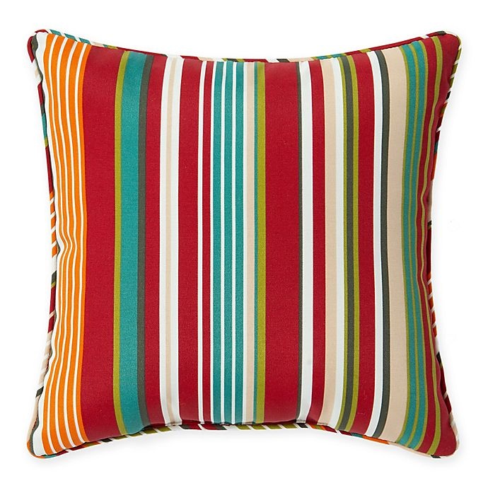 slide 1 of 3, Destination Summer Stripe Outdoor Square Throw Pillow - Red, 17 in