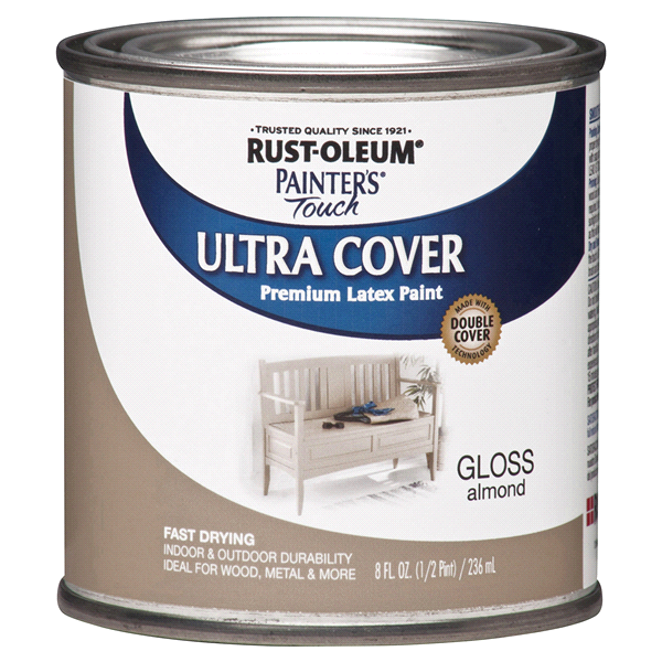 slide 1 of 1, Rust-Oleum Painters Touch Ultra Cover Multi-Purpose Brush-On Paint - 1994730, Gloss Almond, 1/2 pint