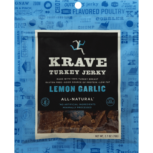 slide 3 of 3, Krave Jerky Turkey Lemon Garlic, 2.7 oz