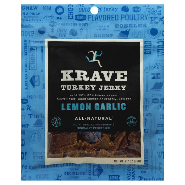 slide 1 of 1, Krave Jerky Turkey Lemon Garlic, 2.7 oz