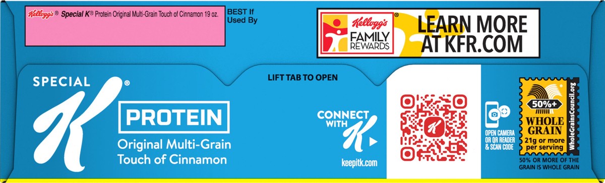 slide 11 of 11, Special K Kellogg's Special K Protein Cold Breakfast Cereal, 10g Protein, 11 Vitamins and Minerals, Family Size, Original Multi-Grain Touch of Cinnamon, 19oz Box, 1 Box, 19 oz