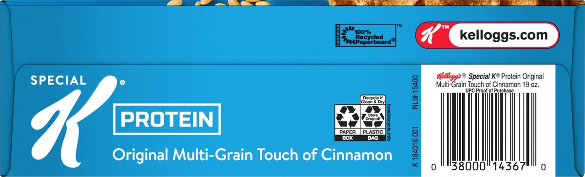 slide 2 of 11, Special K Kellogg's Special K Protein Cold Breakfast Cereal, 10g Protein, 11 Vitamins and Minerals, Family Size, Original Multi-Grain Touch of Cinnamon, 19oz Box, 1 Box, 19 oz