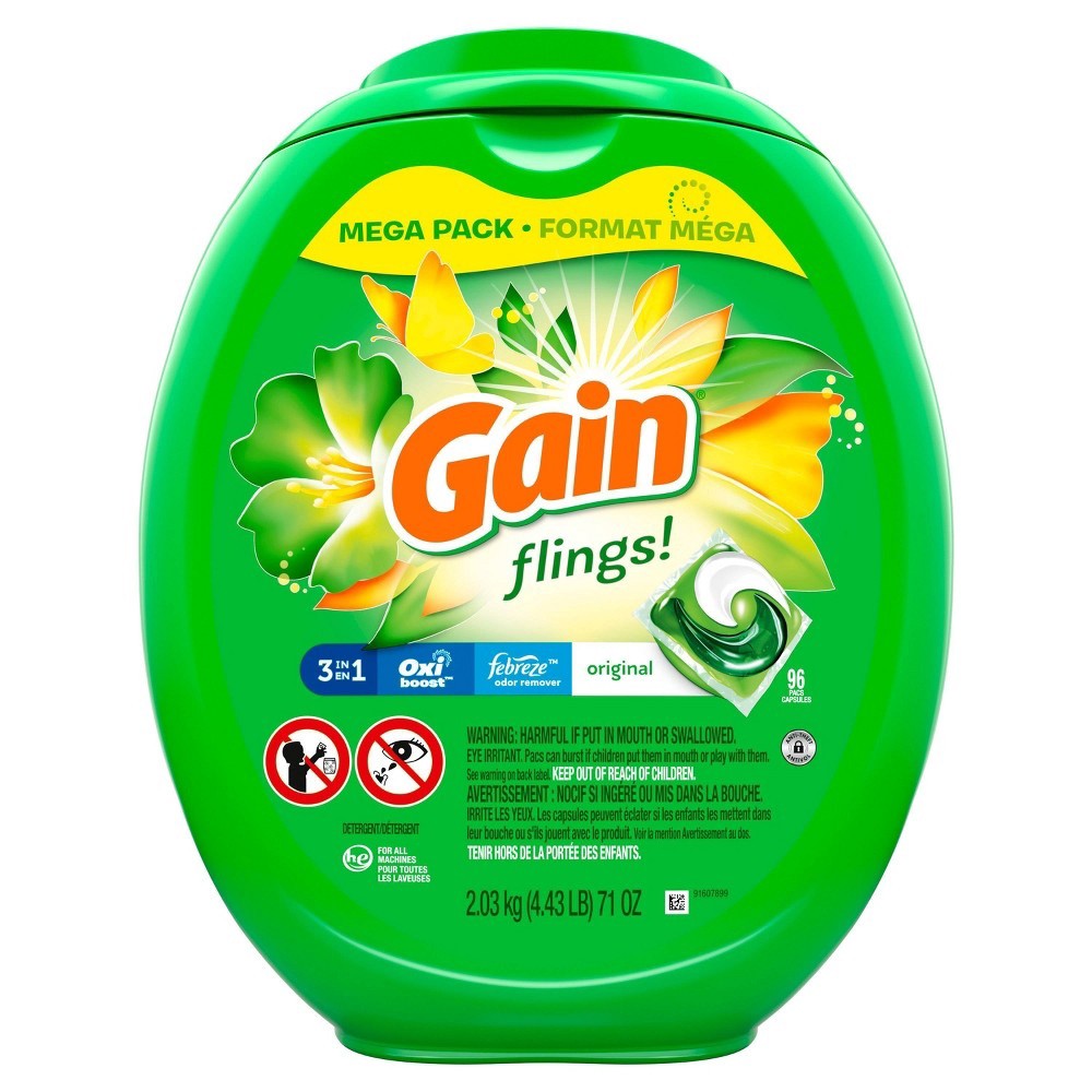 slide 4 of 9, Gain Flings Original Detergent 96 ea, 96 ct