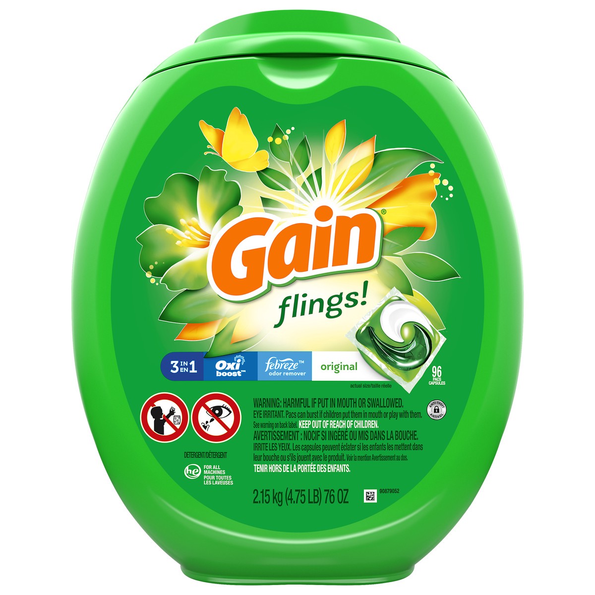 slide 1 of 9, Gain Flings Original Detergent 96 ea, 96 ct