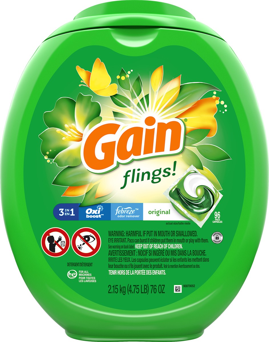 slide 1 of 9, Gain Flings Original Detergent 96 ea, 96 ct