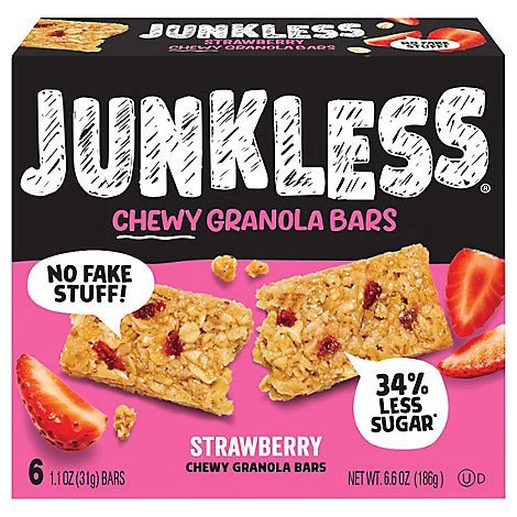 slide 1 of 1, Junkless Chewy Granola Bars 100% Real Strawberries - 6.6 oz, 6.6 oz