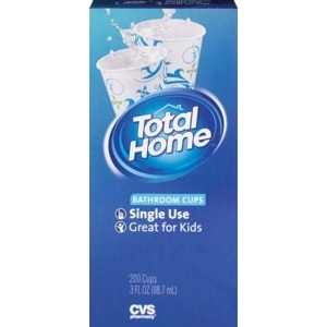 slide 1 of 1, Total Home By CVS Bathroom Cups, Single Use, 200 cups