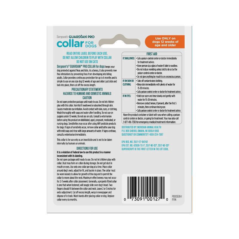 slide 4 of 4, SERGEANT'S GUARDIAN Pro Flea & Tick Collar for Dogs, 1 Count, 1 ct