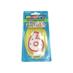Unique Industries Numeral 6 Glitter Candle With Cake Decoration