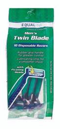 slide 1 of 1, Equaline Men's Twin Blade Disposable Razors, 10 ct