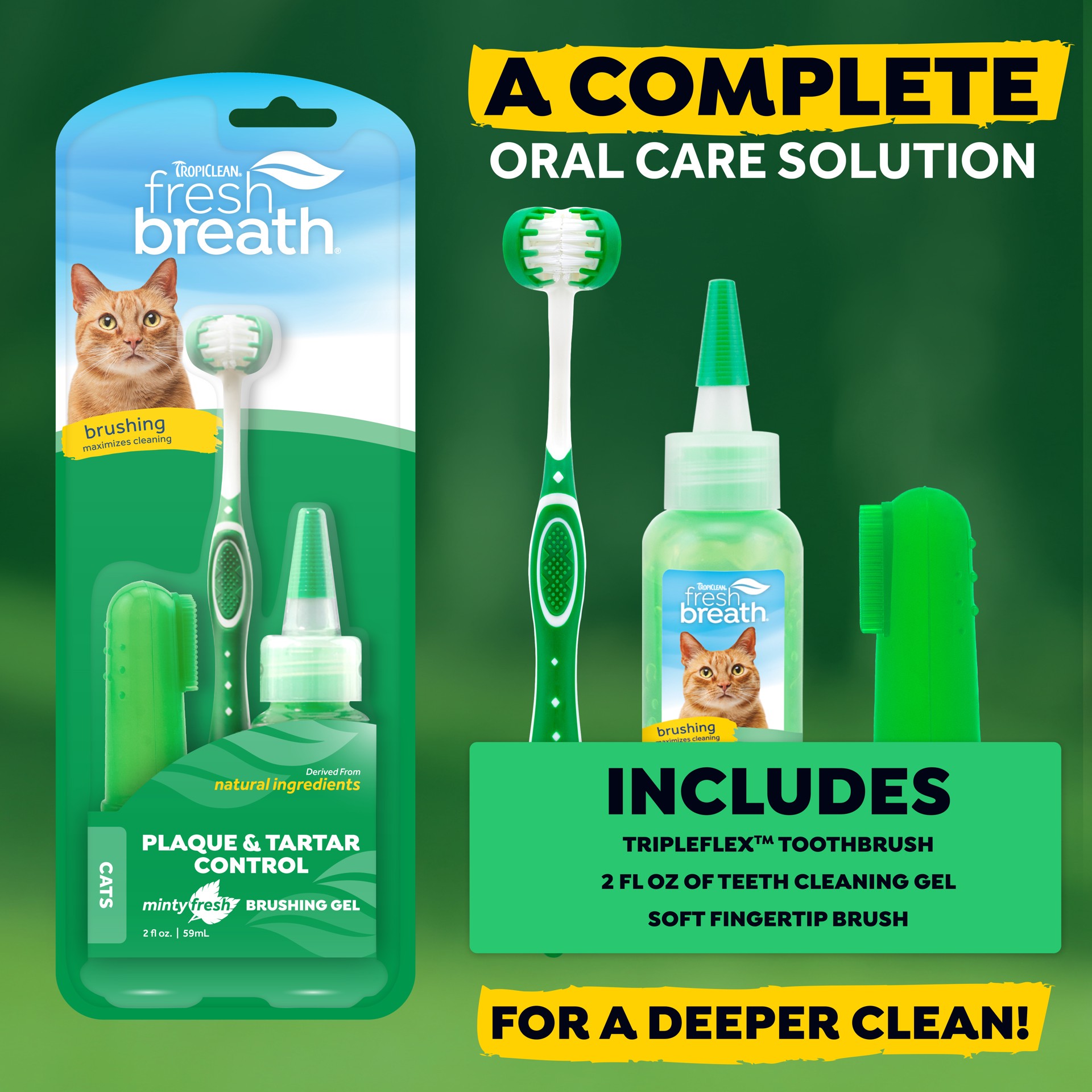 slide 7 of 9, TropiClean Fresh Breath Plaque & Tartar Control Kit for Cats, 2 oz
