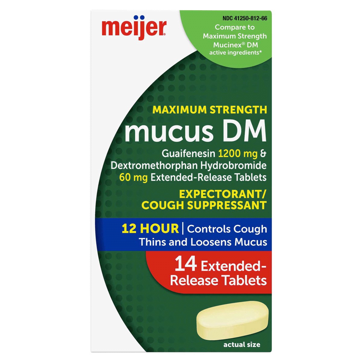 slide 1 of 29, Meijer Maximum Strength Mucus DM, Expectorant and Cough Suppressant Tablets, 14 ct