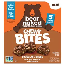 Bear Naked Chewy Granola Bites Chocolate Chunk, Whole Grain and Fiber, 5 Count