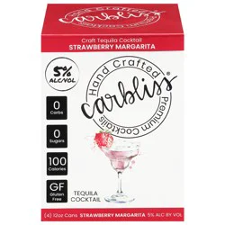 Carbliss Strawberry Margarita Tequila Cocktail - 4 x 12 fl oz Cans