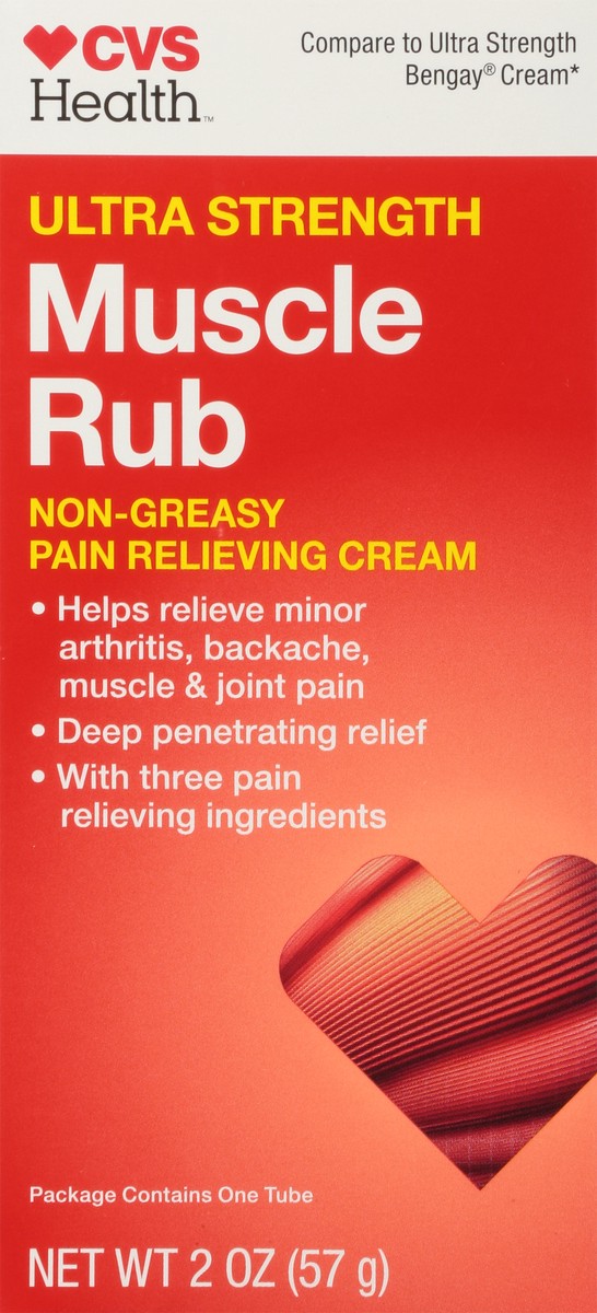 slide 7 of 9, CVS Health Ultra Strength Muscle Rub Cream, 2 Oz, 2 oz