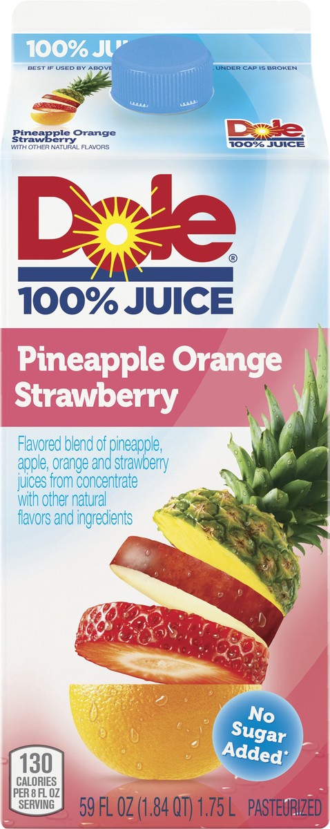 slide 9 of 10, Dole 100% Juice Flavored Blend Of Juices Pineapple Orange Strawberry 59 Fl Oz, 59 oz