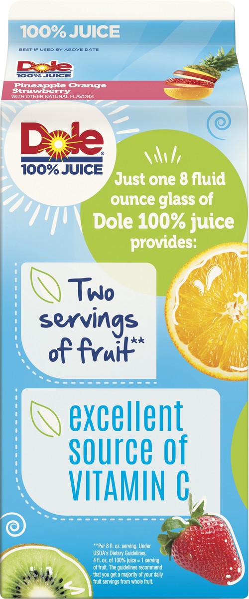 slide 10 of 10, Dole 100% Juice Flavored Blend Of Juices Pineapple Orange Strawberry 59 Fl Oz, 59 oz