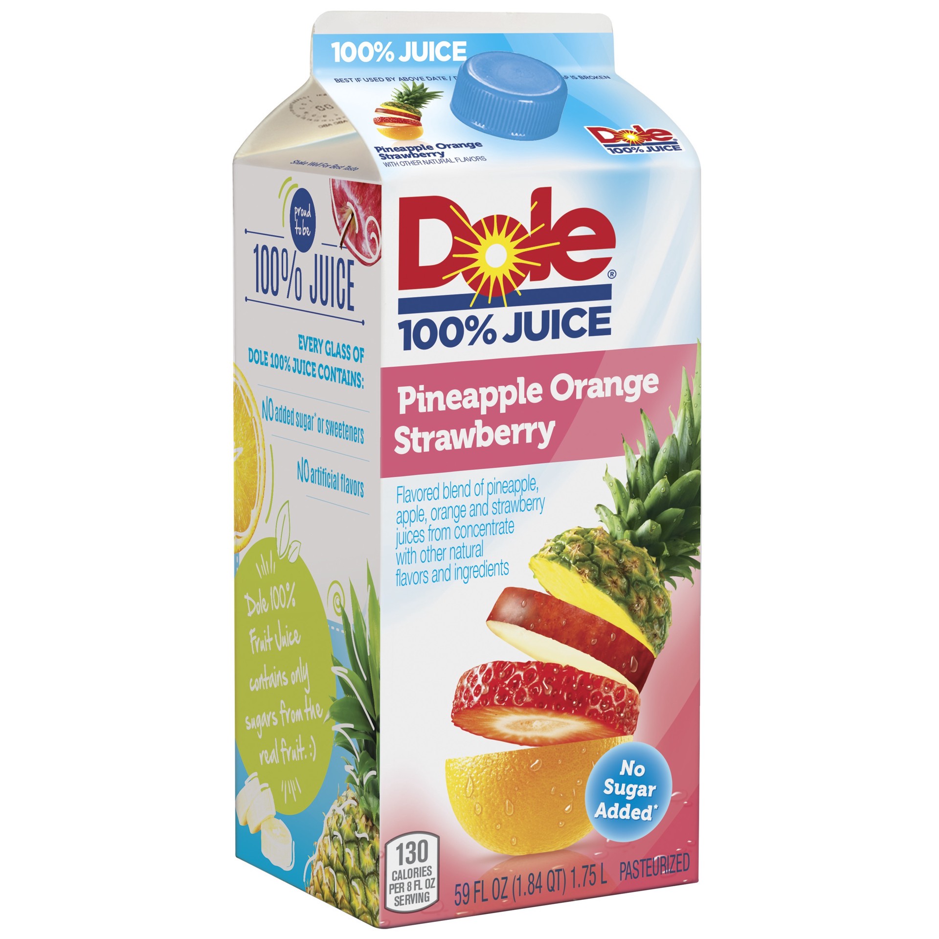 slide 1 of 10, Dole 100% Juice Flavored Blend Of Juices Pineapple Orange Strawberry 59 Fl Oz, 59 oz