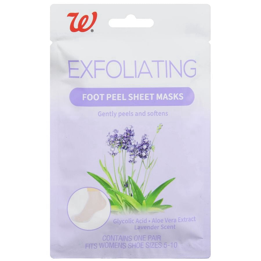 slide 1 of 5, Walgreens Exfoliating Foot Peel Sheet Mask Lavender, Women's Shoe Size 5-10, 1 pair