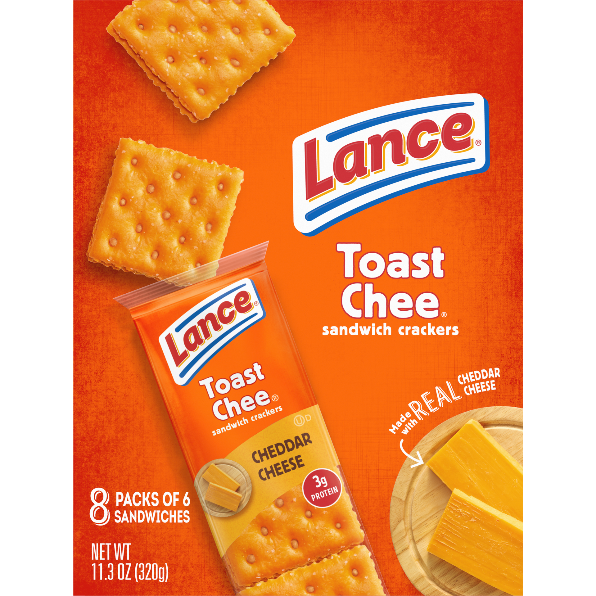 slide 4 of 5, Lance Sandwich Crackers, ToastChee Cheddar, 8 Individually Wrapped Packs, 6 Sandwiches Each, 11.3 oz