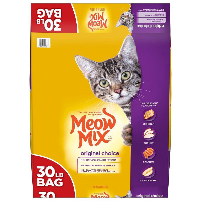 slide 1 of 12, Meow Mix Original Choice Cat Food 30 lb, 30 lb