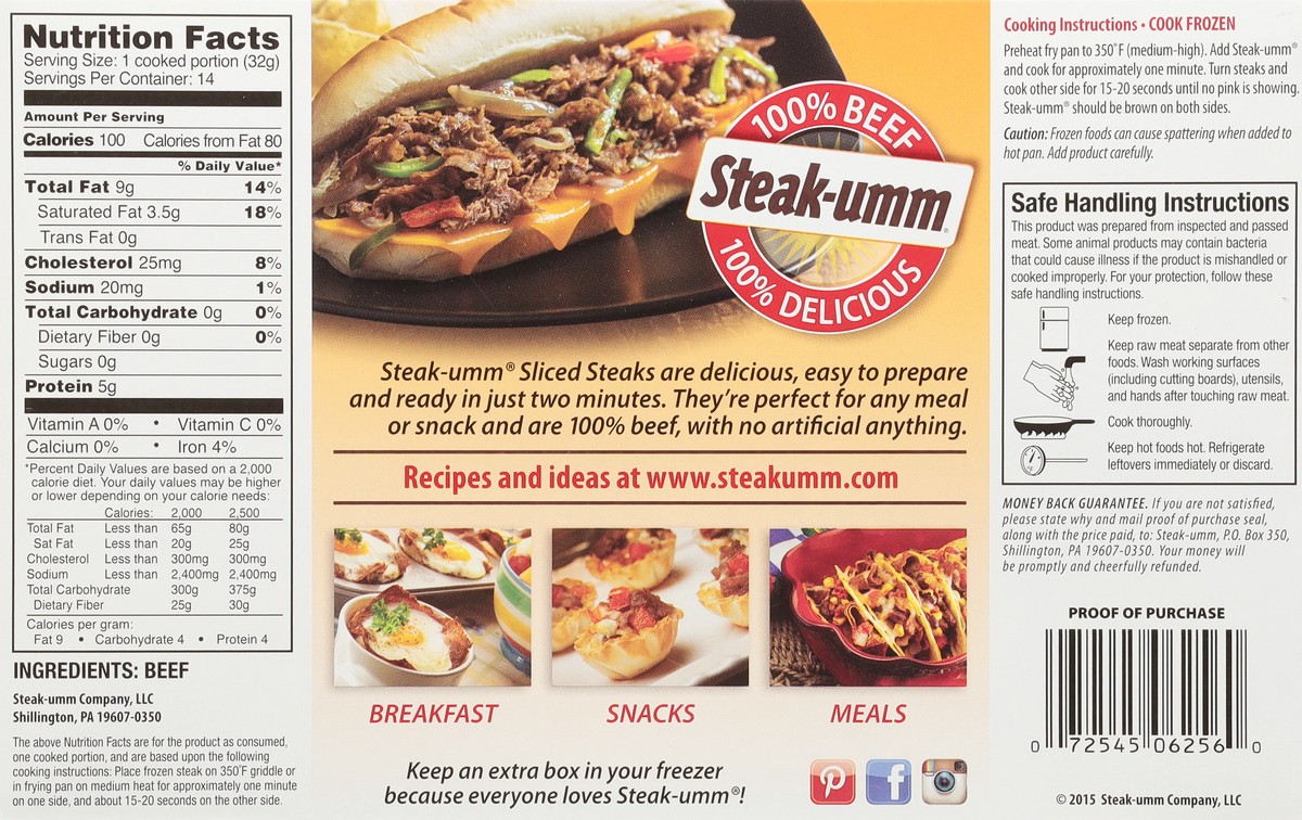 slide 5 of 13, Steak-umm Sliced Steaks 14 Each, 14 ct