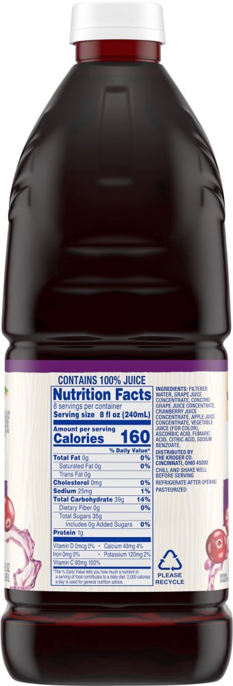 slide 4 of 4, Kroger 100% Cranberry Grape Juice Blend - 64 fl oz, 64 fl oz