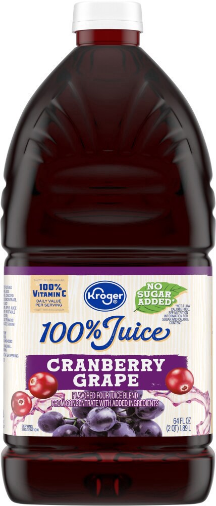 slide 3 of 4, Kroger 100% Cranberry Grape Juice Blend - 64 fl oz, 64 fl oz