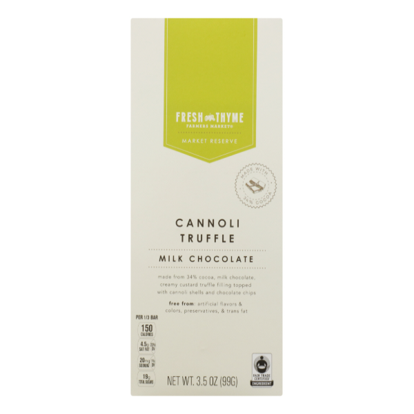 slide 1 of 1, Fresh Thyme Cannoli Truffle Milk Chocolate, 3.5 oz
