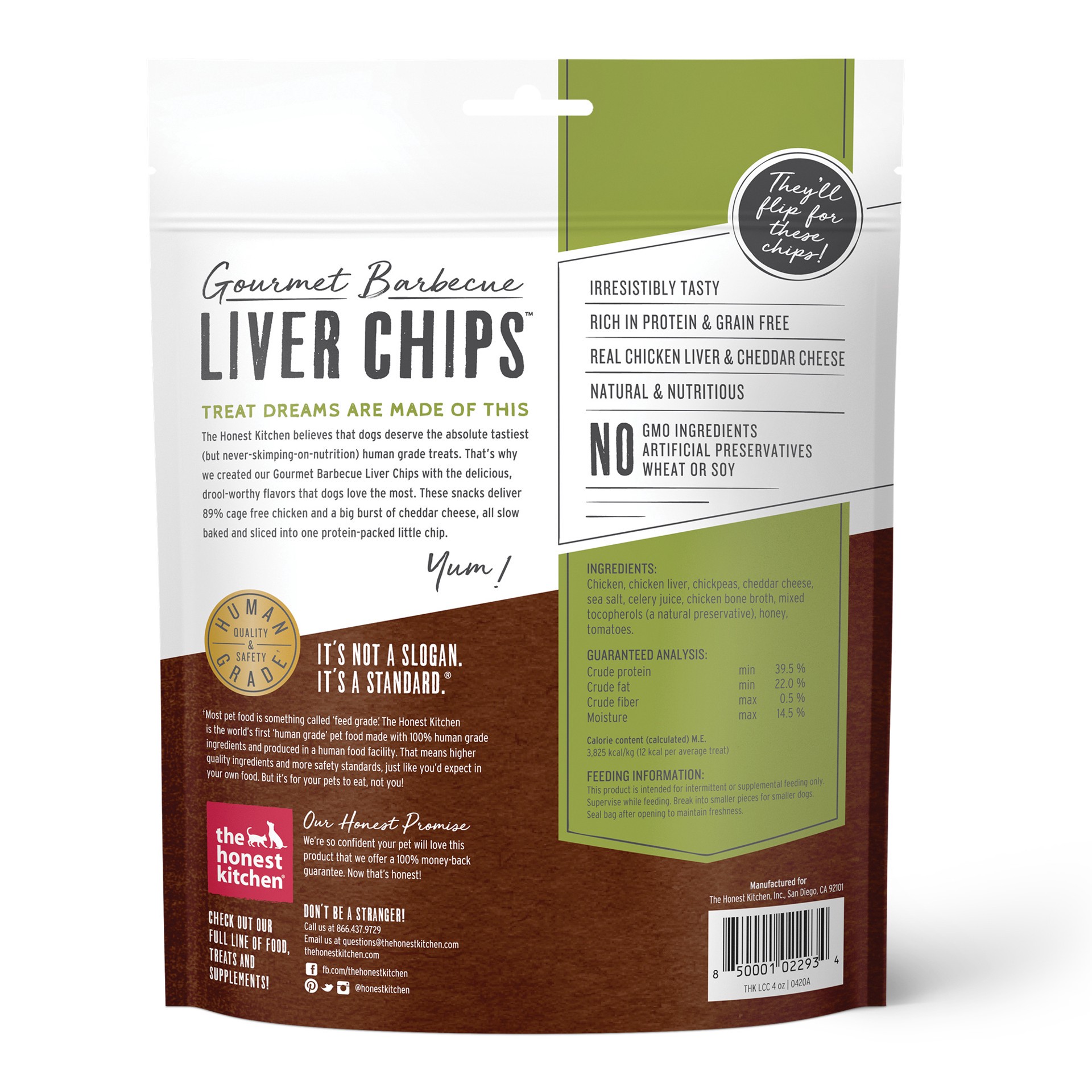 slide 2 of 4, The Honest Kitchen Gourmet Barbecue Liver Chips Gourmet Barbecue Liver Chips: Chicken Liver & Cheddar Recipe, 4 oz Bag, 4 oz