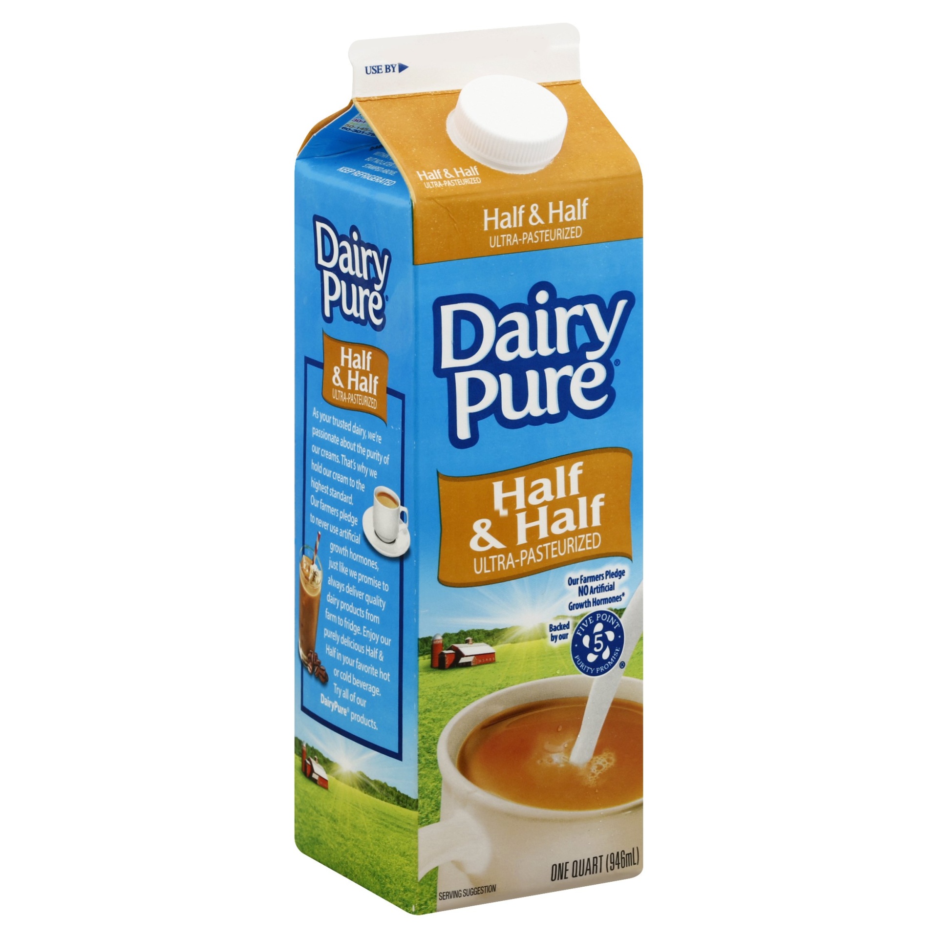 slide 1 of 2, Dairy Pure Half And Half, 1 qt