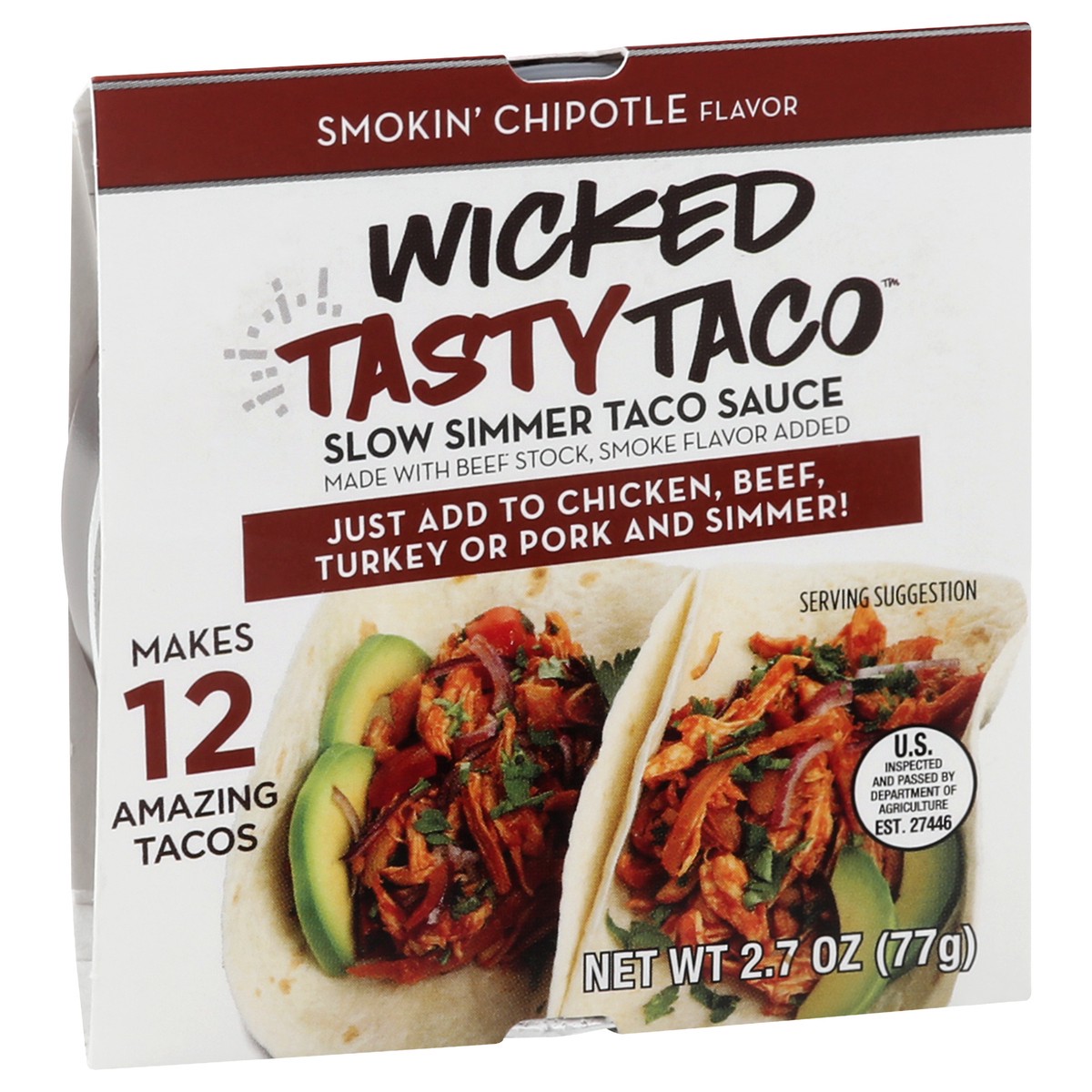 slide 2 of 9, Kitchen Accomplice Wicked Tasty Taco Slow Simmer Smokin' Chipotle Flavor Taco Sauce 2.7 oz, 