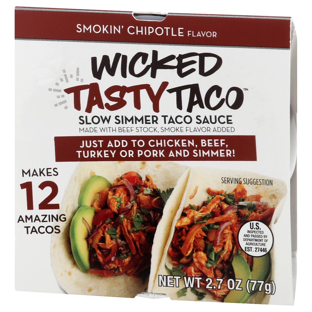 slide 3 of 9, Kitchen Accomplice Wicked Tasty Taco Slow Simmer Smokin' Chipotle Flavor Taco Sauce 2.7 oz, 