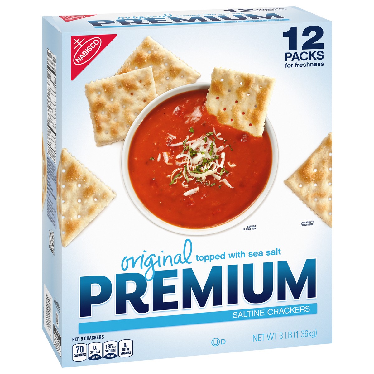 slide 2 of 9, Premium Original Saltine Crackers, 12 Packs, 48 oz