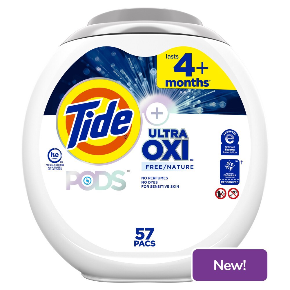 Tide PODS Ultra OXI Free Laundry Detergent Pacs, National Eczema