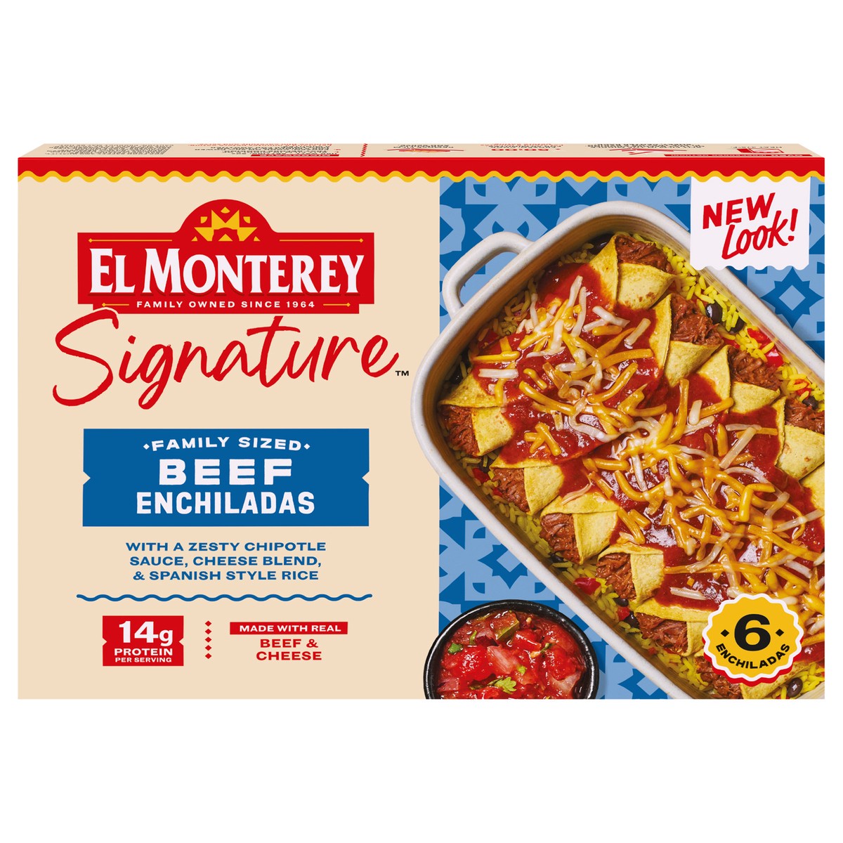 slide 1 of 12, El Monterey Signature Beef Enchiladas Family Size, 30 oz (Frozen), 30 oz