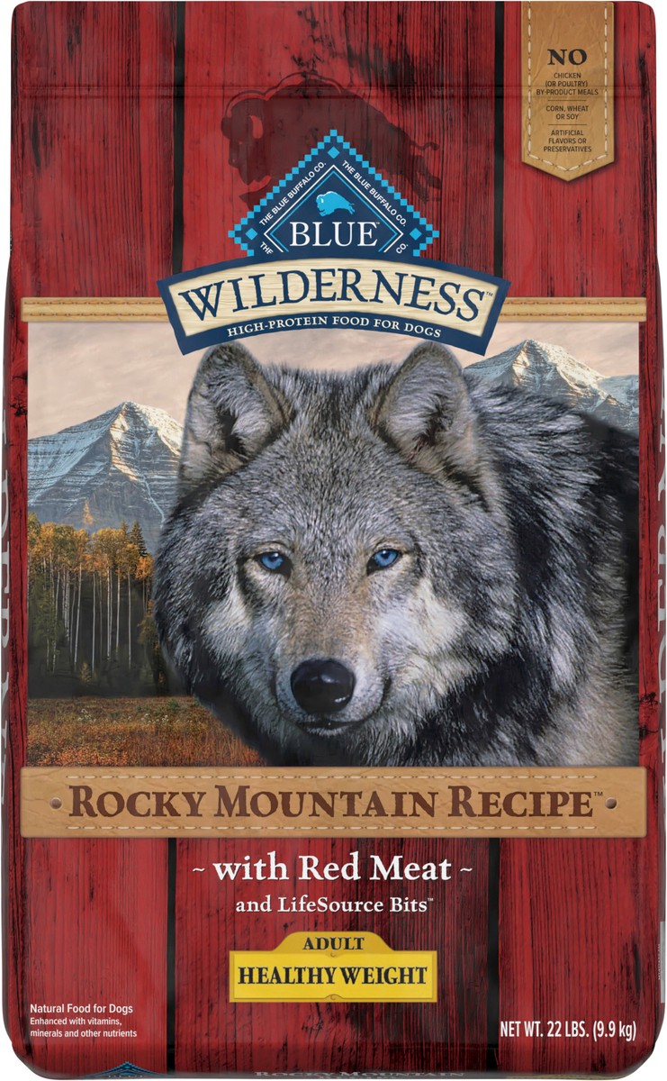 slide 8 of 12, Blue Buffalo Wilderness Rocky Mountain Recipe High Protein, Natural Adult Healthy Weight Dry Dog Food, Red Meat 22-lb, 4 lb