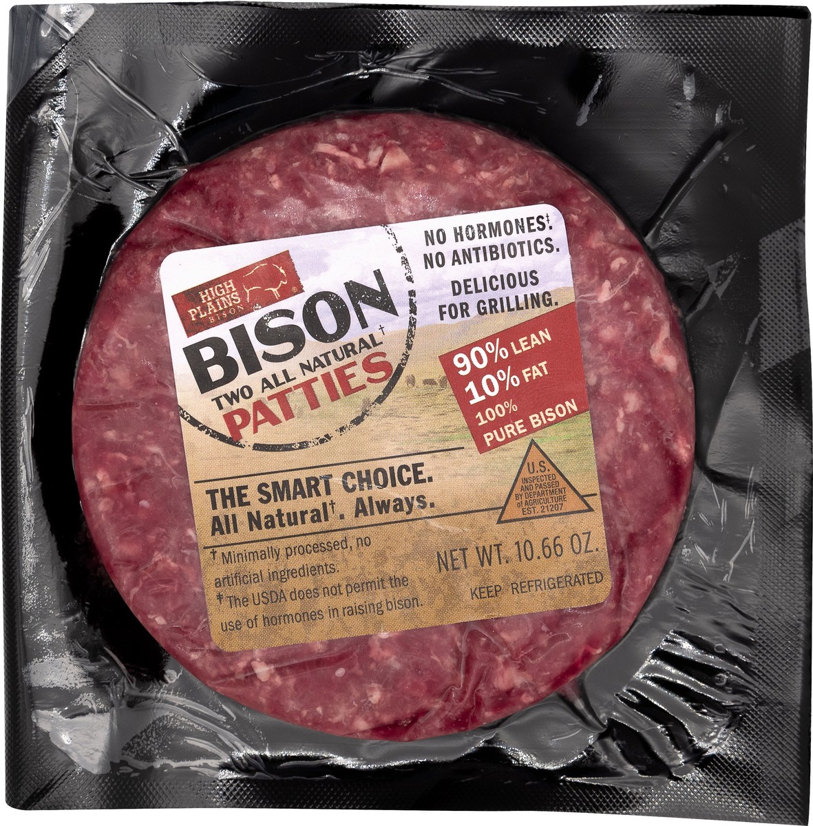 slide 1 of 8, High Plains Bison 90%/10% Bison Patties 2 ea, 2 ct