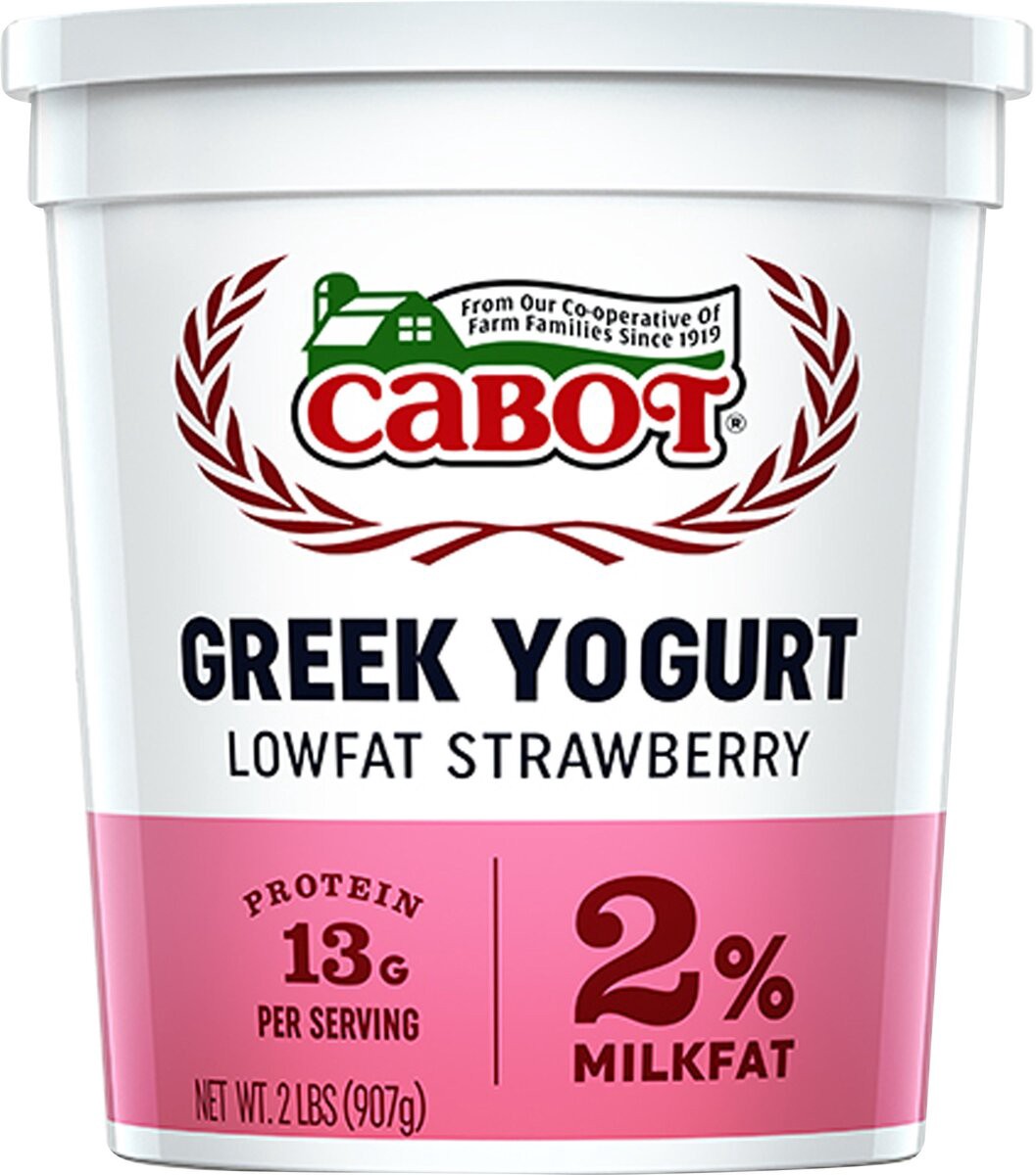 slide 9 of 9, Cabot Lowfat Strawberry Greek Yogurt, 2 lbs, 2 lb